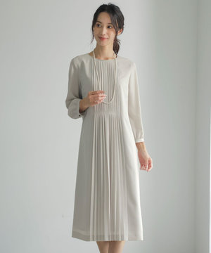 【洗える】ノルディス2wayジョーゼット フロントプリーツ ワンピース