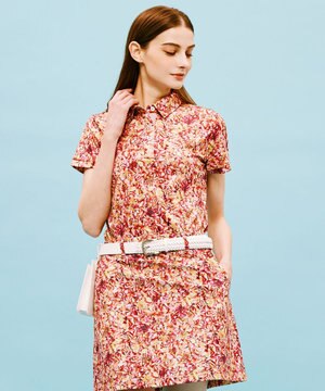  【WOMEN】プランティカプリント 総柄 半袖ポロシャツ