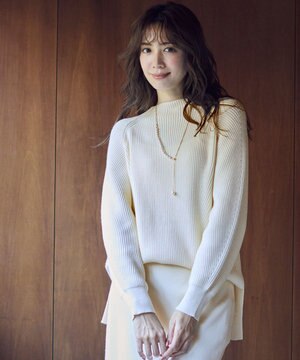 【洗える・セットアップ可】アンチピリング変形畔 ボトルネック ニット