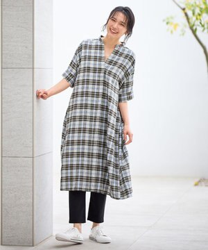  フレンチリネンシャツワンピース