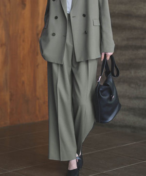  【UVカット・洗える】ウール2WAYストレッチ ワイドパンツ