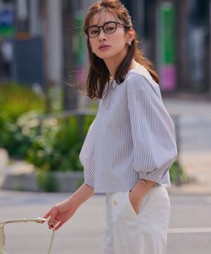  【一部店舗限定/洗える】ハイカウントウェザーストレッチ ボートネック コンパクト ブラウス