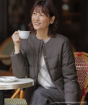  【洗える】ライトダウン ノーカラー ジャケット