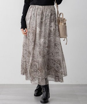  【洗える】Erica クレープペイズリープリント スカート