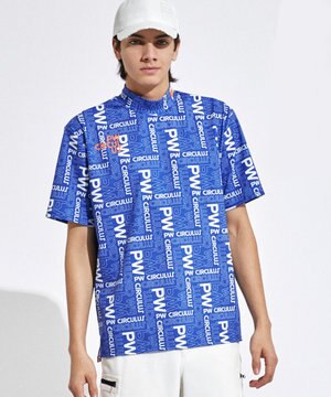 【UVカット / 吸水速乾 / 伸縮性抜群】【MEN】PWロゴ柄モック