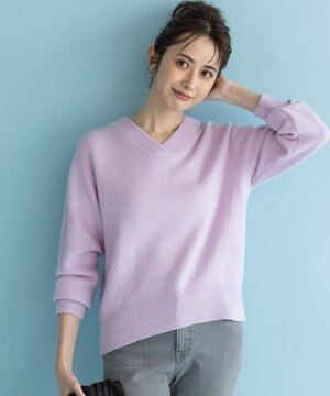 【マガジン掲載】ウールカシミヤブレンドバルキー Vネック ニット（KL27）