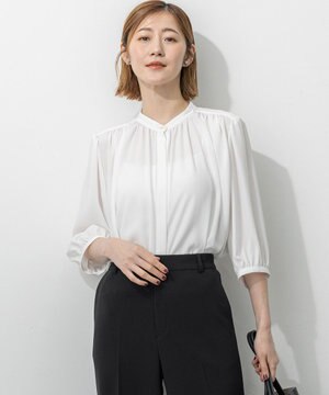  ライトバックサテンアムンゼン ギャザーブラウス