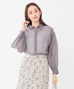  【洗える】シアー シャツ