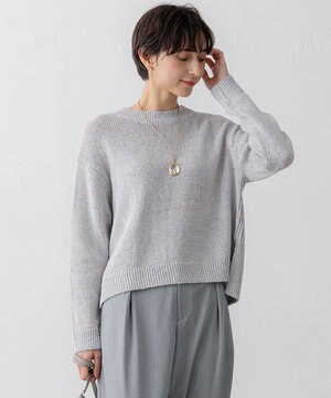  【洗える】コットンルレックスリリー カラーニット
