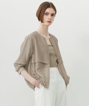  【接触冷感・速乾・洗える】 リヨセルナイロンワッシャー ノーカラーブルゾン