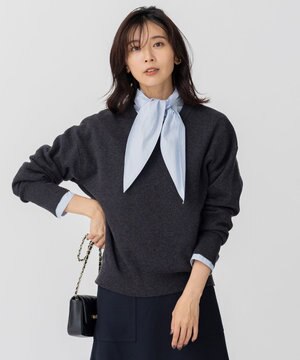  【洗える】コットンウール クルーネック プルオーバー