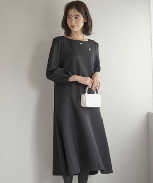ラメジャカード ボートネックワンピース