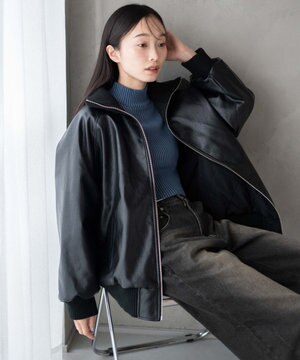  ヴィンテージライクFレザーRVブルゾン