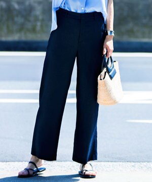 【洗える】プレンウェーブ ストレッチ ワイドパンツ