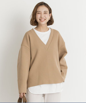 Wフェイスジャージー Vネック プルオーバー