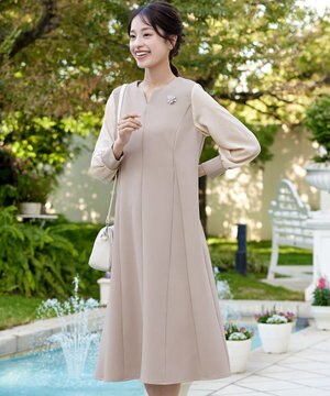  【ストレッチジョーゼット】 シフォン袖ワンピース