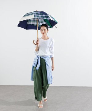  【UPF50＋】【限定/日本製】晴雨兼用傘（長ショート）GRN-CHK SR429