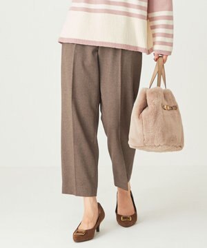  【洗える】ハイウエストソフトテーパード パンツ