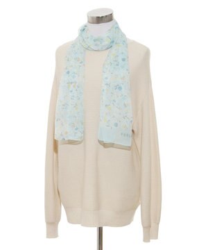  【シルク100%】フルラ (FURLA) シルクシフォンロングスカーフ 小花柄 150cm×35cm