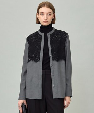  【洗える】 レースコンビブラウス