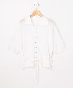  【先行予約・WEB限定】シアーニット 襟付き七分袖カーディガン