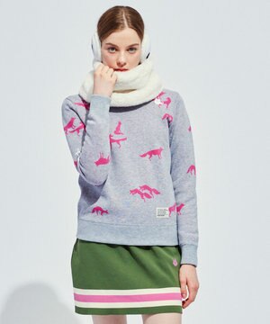 【こだわりシルエット/手洗い可】【WOMEN】フォックスモチーフニット