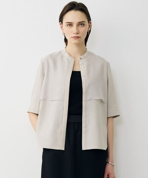  【WEB限定カラーあり】 FluidBackSatin バンドカラーシャツ