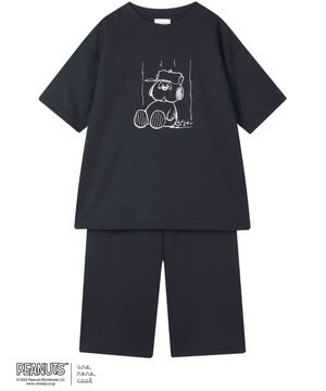  【綿100％】度詰コーマシルケットミニ裏毛パジャマ PEANUTS × une nana cool