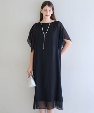  【APPLAUDIR】シフォンジョーゼット コンビドレス
