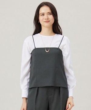  【セットアップ対応・接触冷感・洗える】リネンライクシンセティックキャミ ビスチェ