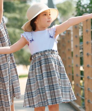  ドッキング チェック柄 ワンピース