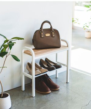  立ちやすいベンチシューズラック タワー  ホワイト