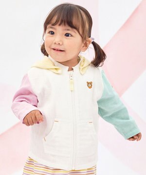  【80-120cm】二重織ガーゼ素材 パーカ