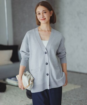  【野呂佳代さん着用】コットンカシミヤニット Vネックカーディガン