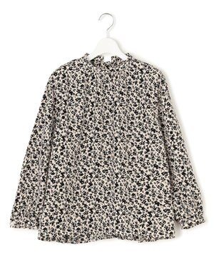  【WOMEN】フラワープリント プリーツブラウス