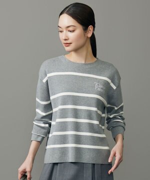  コットンウールハイゲージボーダー ニット