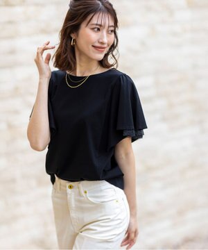 【接触冷感・UVケア】着映えフリルスリーブ カットソー