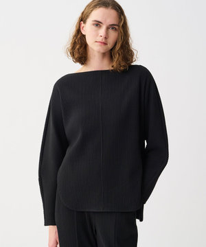 プリーツリブ ドルマンスリーブトップス