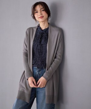  【洗濯機可】リブスリーブカーディガン