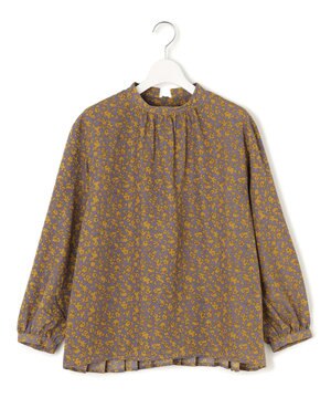  【WOMEN】フラワープリント プリーツブラウス