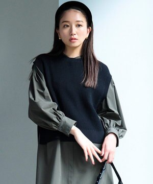  【洗える】ミニケーブル ニットベスト