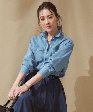  【洗える】23区DENIM ライトダンガリー シャツ