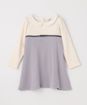  【90-100㎝】バイカラーニットソー ワンピース