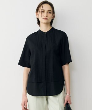  【先行予約】リネンスラブローン バンドカラーデザインシャツ