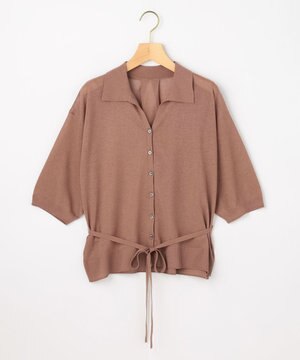  【先行予約・WEB限定】シアーニット 襟付き七分袖カーディガン