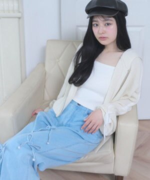  レースリボンニットパーカー