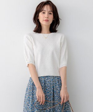  【WEB限定】ポップコーンアーガイル5分袖 ニット
