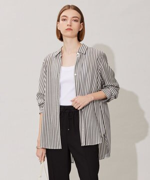  【洗える】 キュプラローンストライプ シャツ