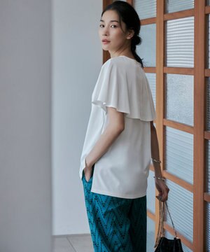  【接触冷感・UVケア・洗える】 ハイツイストスムース ケープデザインカットソー