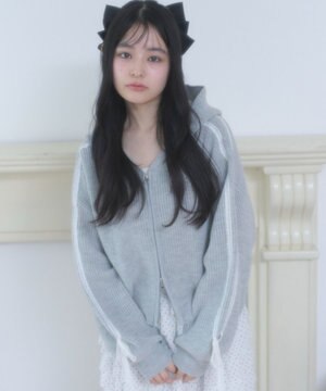  レースリボンニットパーカー